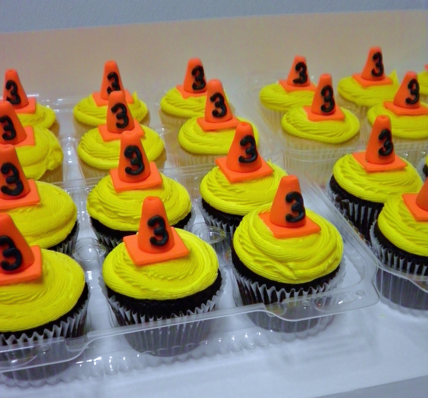 Constuction Zone Fondant Orange Cones Cupcake Cake Toppers 1st