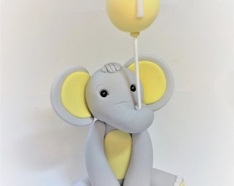 Fondant Elephant with Balloon Cake Topper 3.5 inches Color Optional 1st Birthday Baby Shower