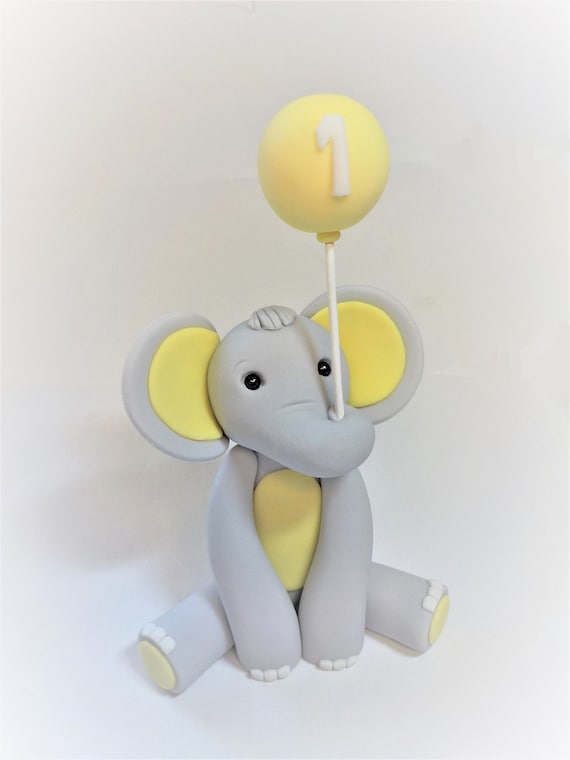 Fondant Elephant With Cake 3.5 Inches Color - Etsy