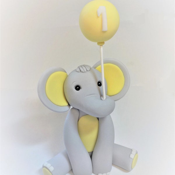 Fondant Elephant with Balloon Cake Topper 3.5 inches Color Optional 1st Birthday Baby Shower