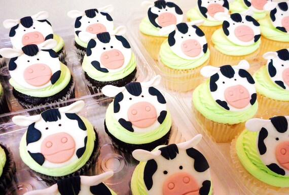 Cow Cupcake Toppers, Farm Animal CUPCAKE TOPPERS