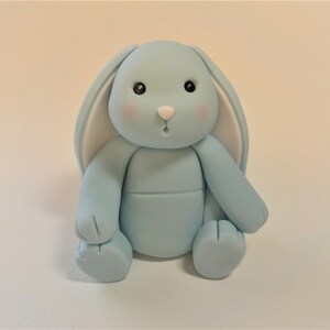 Fondant Baby Blue Bunny Rabbit Cake Topper 1st Birthday Baby Shower ...