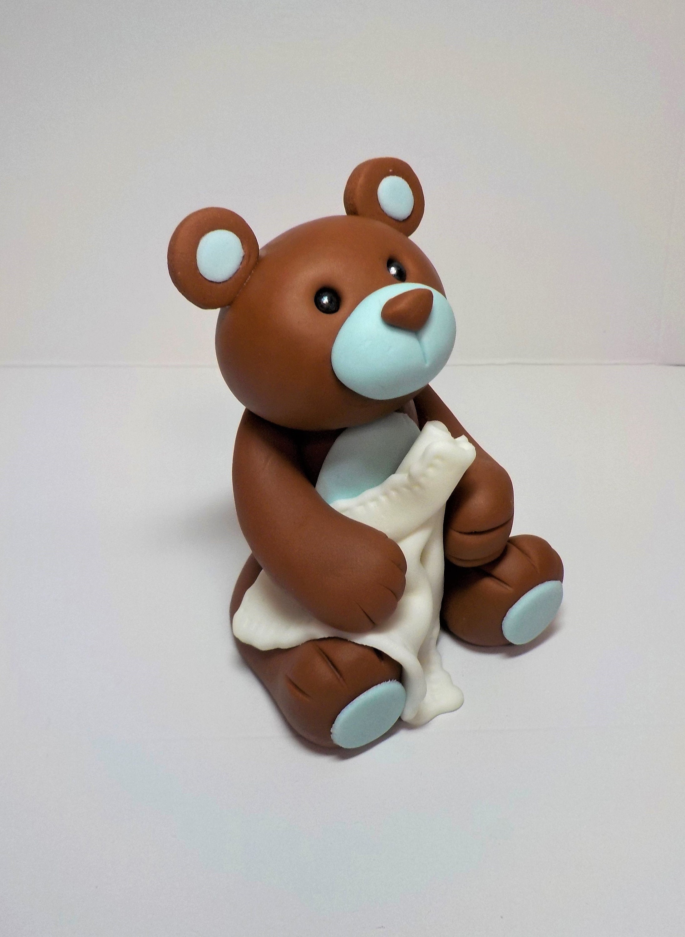Fondant Brown Teddy Bear Cake Topper: Baby Shower, 1st Birthday - Etsy