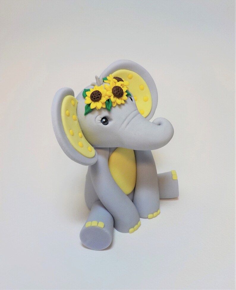 Fondant Elephant With Yellow and Sunflower Headband Cake Etsy