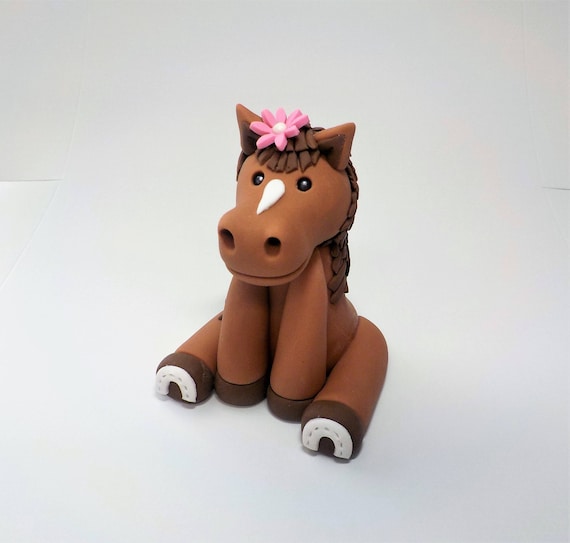 Pony or Horse Fondant Cake Topper 4 inch Flower Optional ...