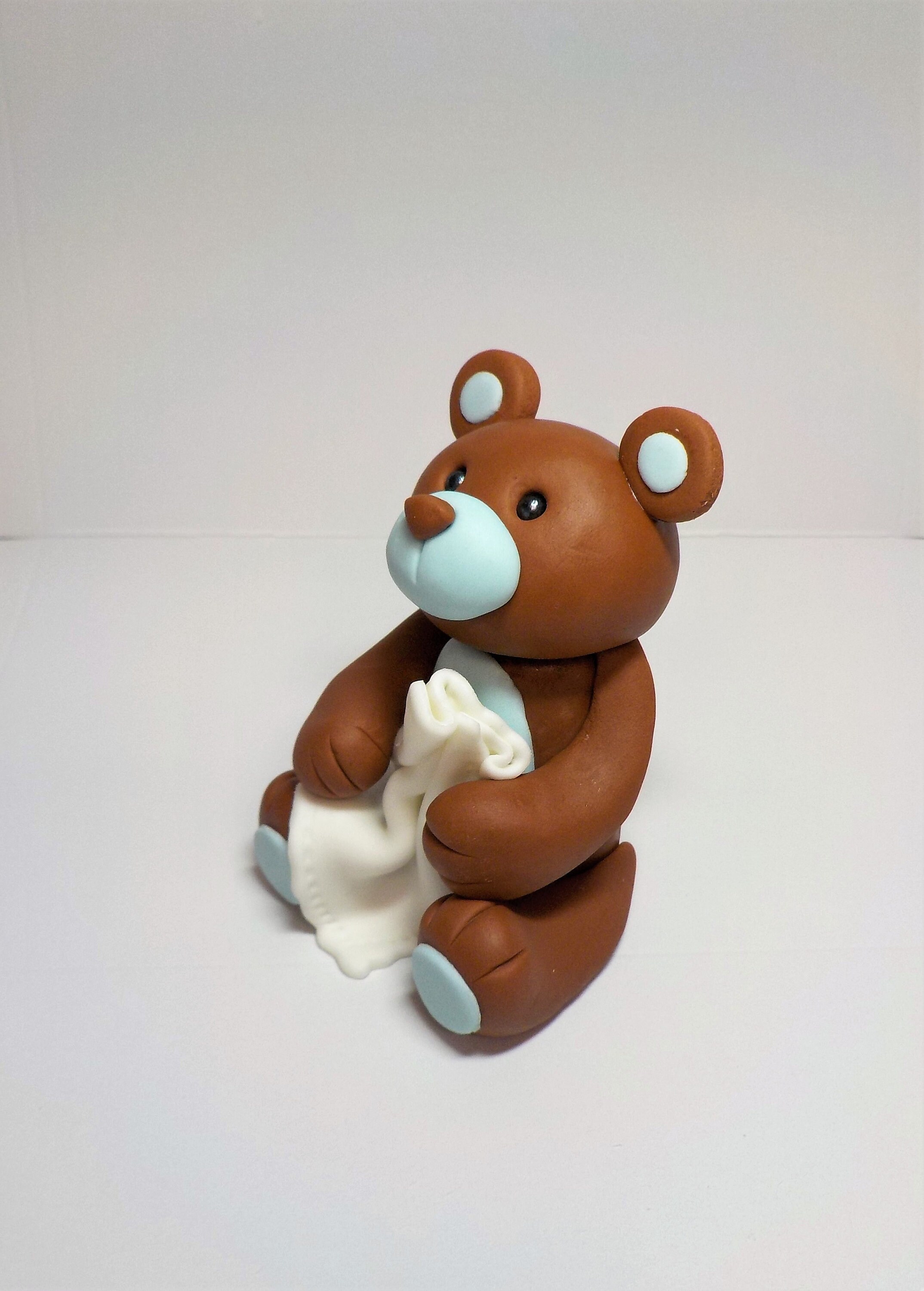 Fondant Brown Teddy Bear Cake Topper: Baby Shower, 1st Birthday - Etsy