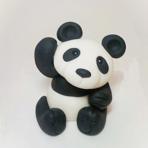 Fondant Panda Bear Cake Topper 4 inch  1st Birthday Baby Shower Jungle Safari Animal