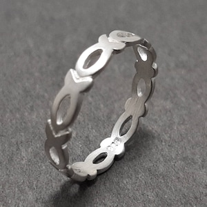 Sterling Silver Ichthus Ring / Christian Ring / Religious Ring / Fish Ring / Personalize Free Engraving