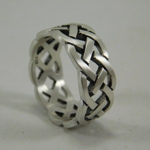 Heavy Sterling Silver Weave Ring / 10mm wide / Endless Weave Ring / Celtic Weave Ring / Endless Knot Ring