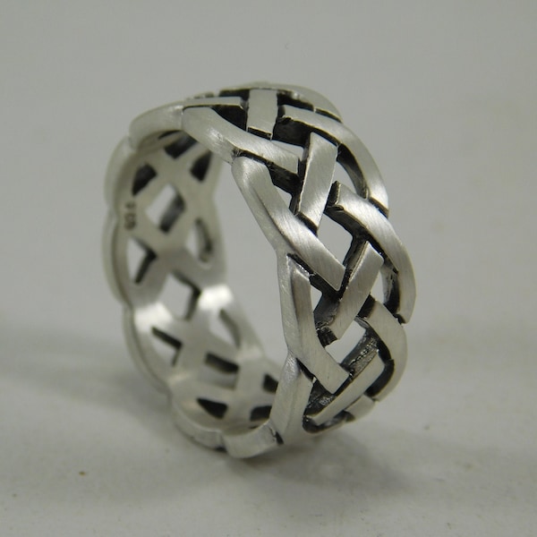 Heavy Sterling Silver Weave Ring / 10mm wide / Endless Weave Ring / Celtic Weave Ring / Endless Knot Ring