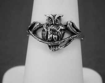 Solid Sterling Silver Owl Ring