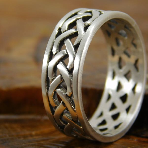 Anello celtico, anello celtico in argento sterling, anello celtico per uomini, anello di tessitura celtica, gioielli irlandesi, anello dell'amicizia / anello infinito intrecciato