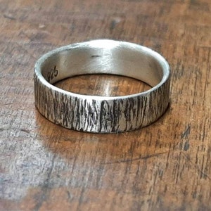 Textured Sterling Silver Wedding Band / Engagement Ring 5mm (3/16 inch) Free Engraving