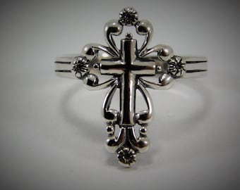 Bague croix en argent / Bague croix en argent sterling pour femme / Bague religieuse / Bague tendance / Bague d'amitié / Bijoux chrétiens