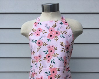 Kids Apron, Floral Apron, Children Apron, Kitchen Apron, Kids Bib