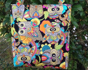 Owls Fabric Purse, Shoulder Bag, Theme Purse, Tote Bag,Gifts, Diaper Bag, Book Bag, Lunch Bag