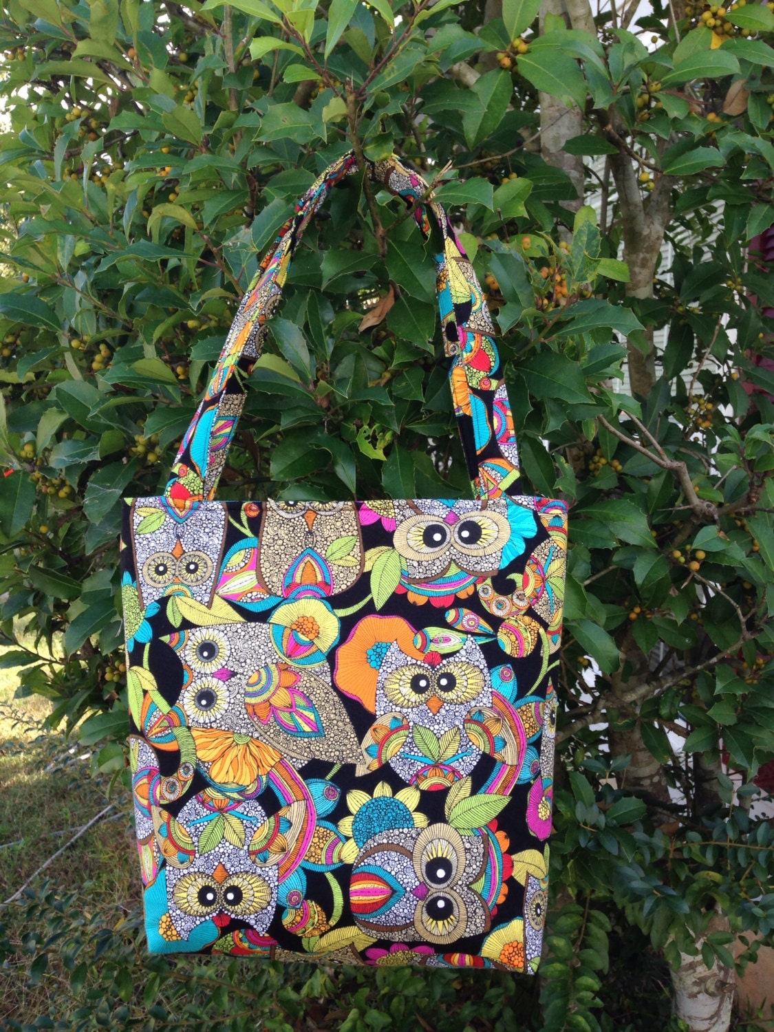 Owls Fabric Purse, Shoulder Bag, Theme Purse, Tote Bag,Gifts, Diaper Bag, Book Bag, Lunch Bag