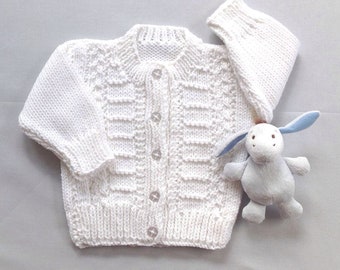baby boy white christening cardigan