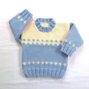 Baby blue sweater - 6 to 12 months - Hand knit baby clothes - Baby shower gift - Infant blue sweater - Baby knits