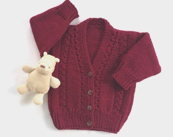 Cardigan bébé, 12 à 24 mois, Pull marron tricoté main pour tout-petits, Cadeau pour tout-petit garçon, Pull tricoté enfant