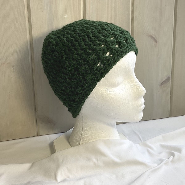 Eco Friendly Recycled Knit Beanie Hat - Chunky Stretchy Winter Cap - Brown Mix