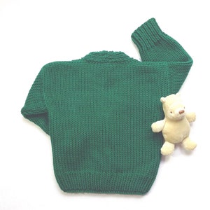 Irish knit baby cardigan, 6 to 12 months, Handknit green sweater, Gift for baby image 4