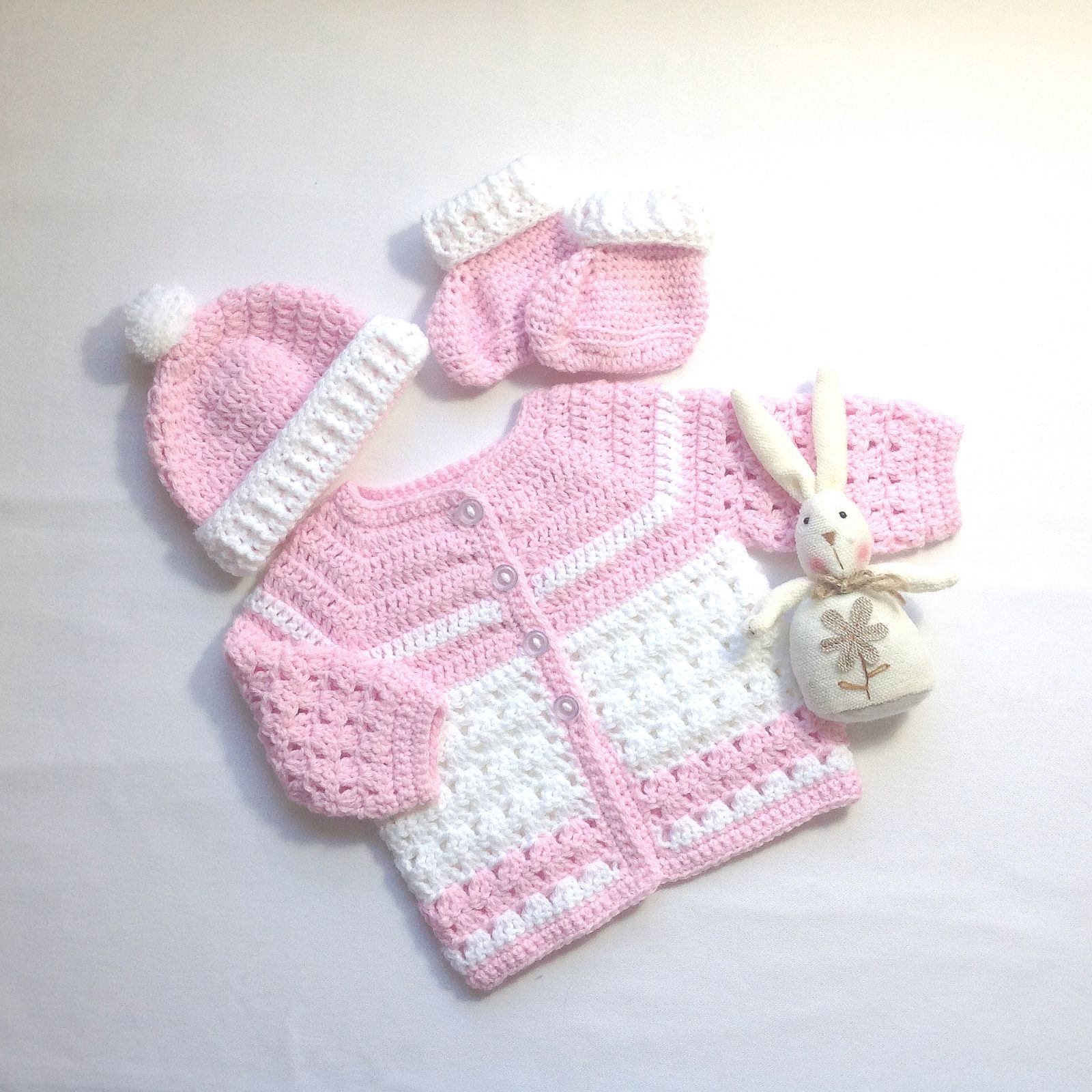 Pink Crochet Baby Set 0 to 3 Months Girl Baby Pink Coat - Etsy