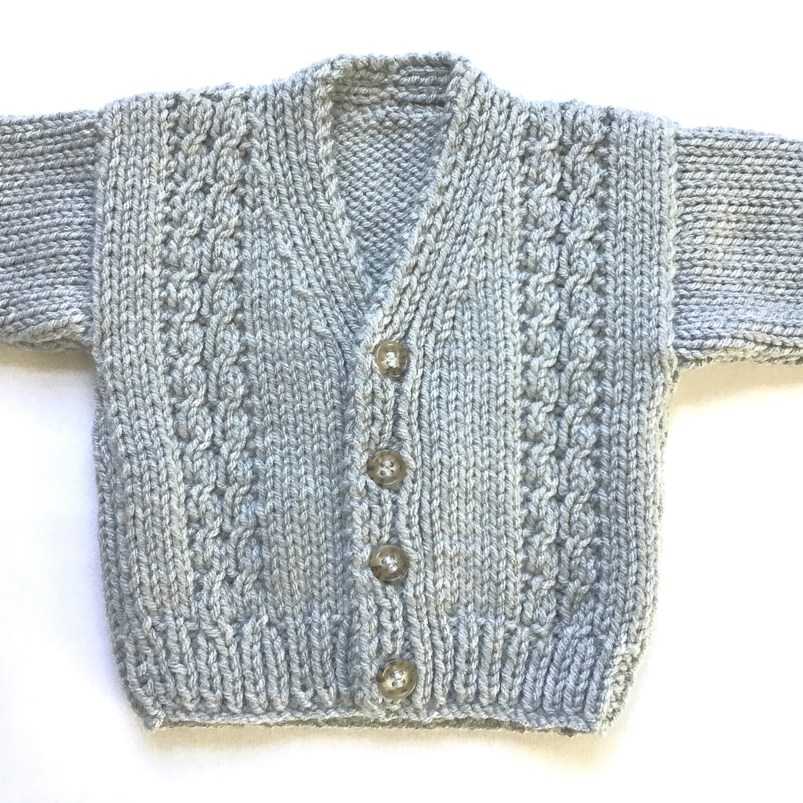 Baby Gray Cardigan Sweater 0 to 6 Months Hand Knit Infant | Etsy