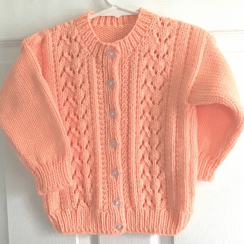 Girls Orange Cardigan 2 to 3 Years Girl Childs Handknit Etsy