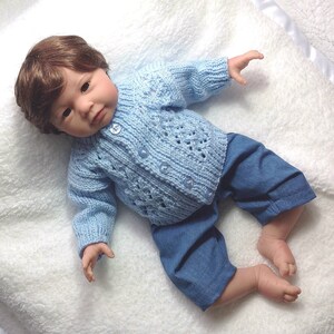 Newborn baby sweater, Knit blue infant cardigan, Handknit baby boy sweater, Gift for new baby, Baby shower gift