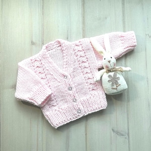 Newborn baby pink sweater, 0 to 3 months, Infant pink cardigan, Baby shower gift, Gift for new baby girl
