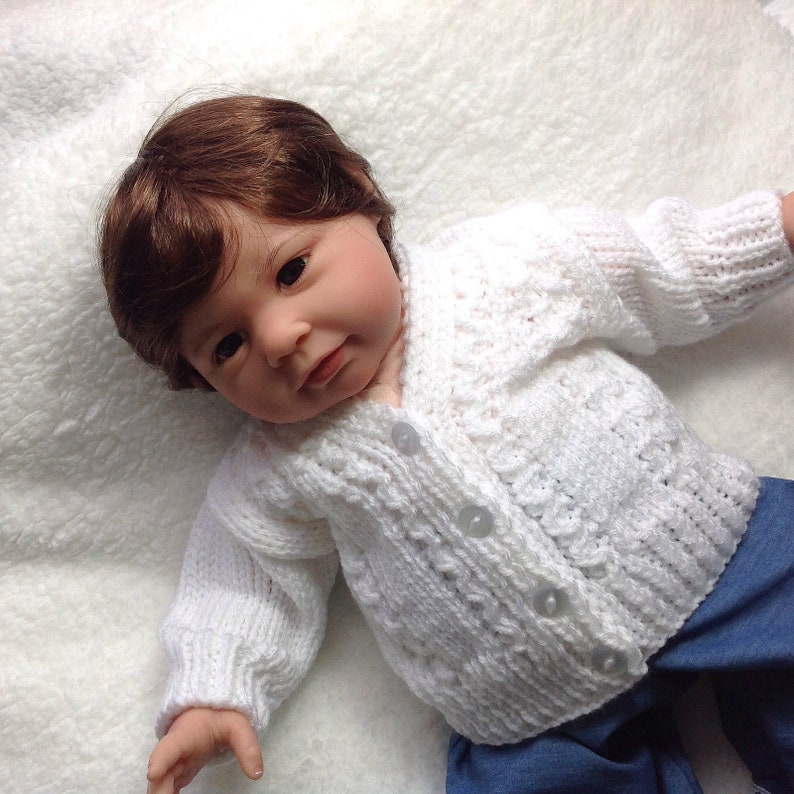 White Knit Baby Sweater Newborn Size Baby Baptism Jacket Etsy