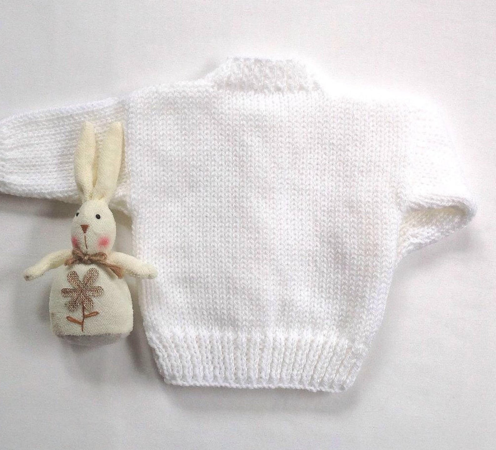 White baby cardigan 12 to 24 months Hand knit toddler Etsy
