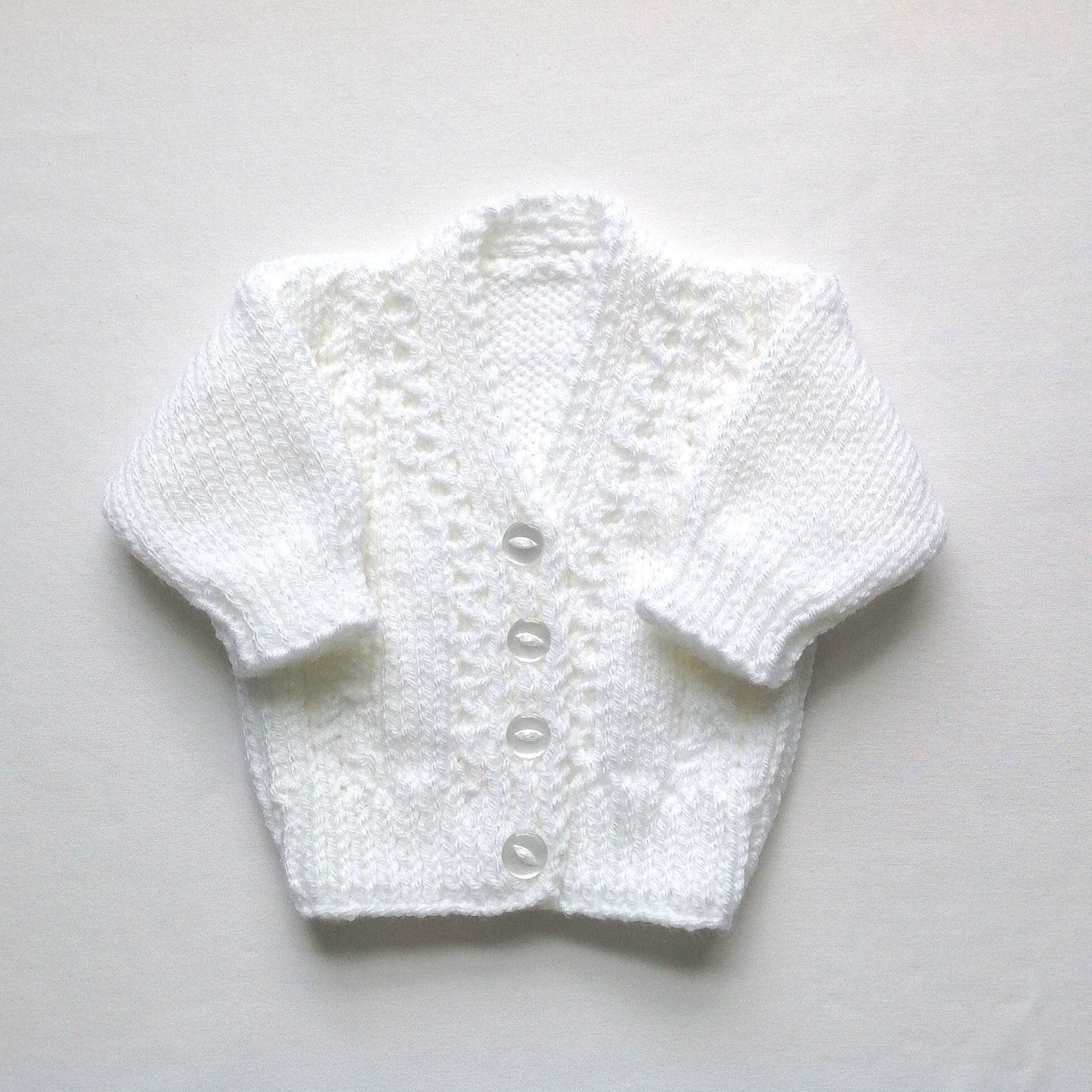 White Knit Baby Sweater Newborn Size Baby Baptism Jacket Etsy