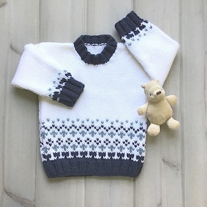 Fair Isle baby sweater, 12 to 24 months baby, Toddler unisex sweater, Baby Fair Isle pullover