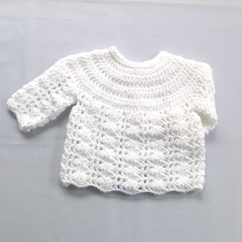 Baby white outfit, 0 to 3 months, Crochet baby layette set, Baptism white outfit, Baby shower gift, Gift for new baby image 5