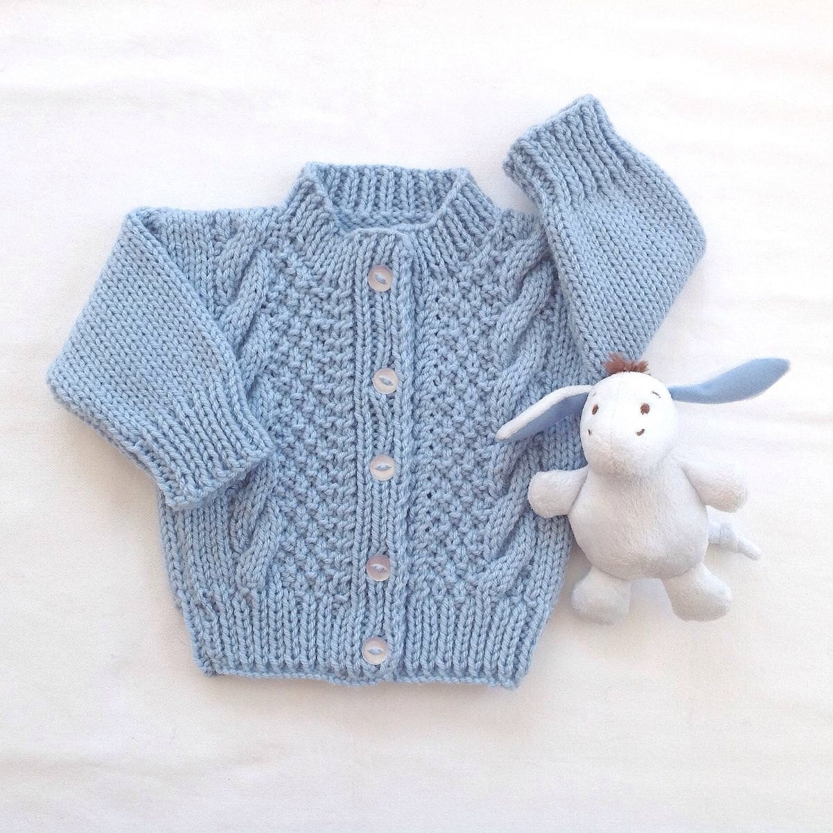 Hand knit baby cardigan 0 to 6 months Baby blue sweater Etsy