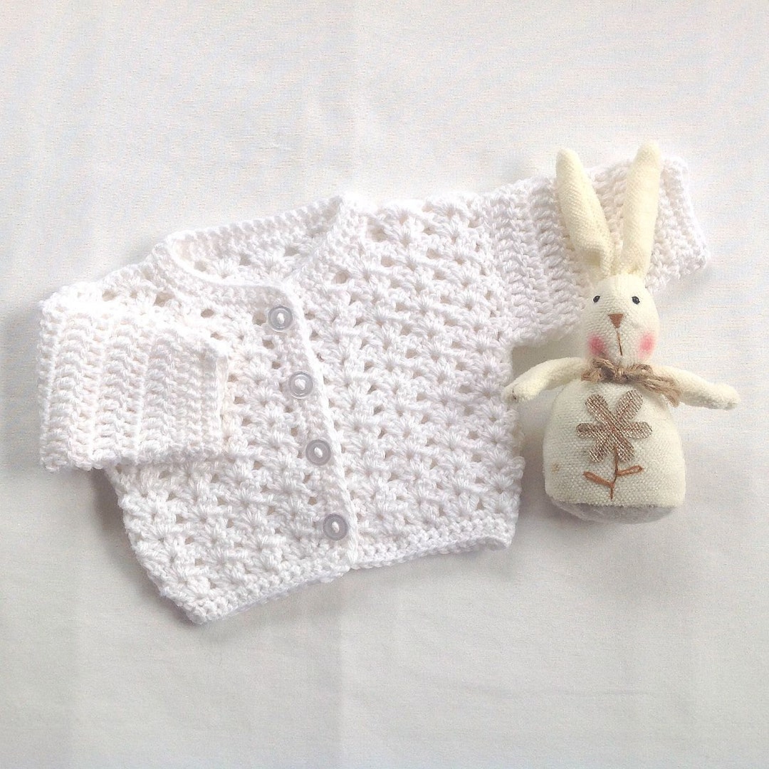 0 to 3 Months Baby White Cardigan Crochet Baby Sweater Gift Etsy