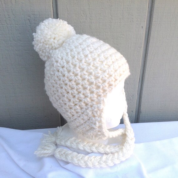 girls cream bobble hat