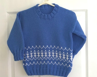 Fair Isle knit childs sweater - 4 years - Kids blue knit sweater - Kids Knitwear - Gift for child knit - Sweater for kids