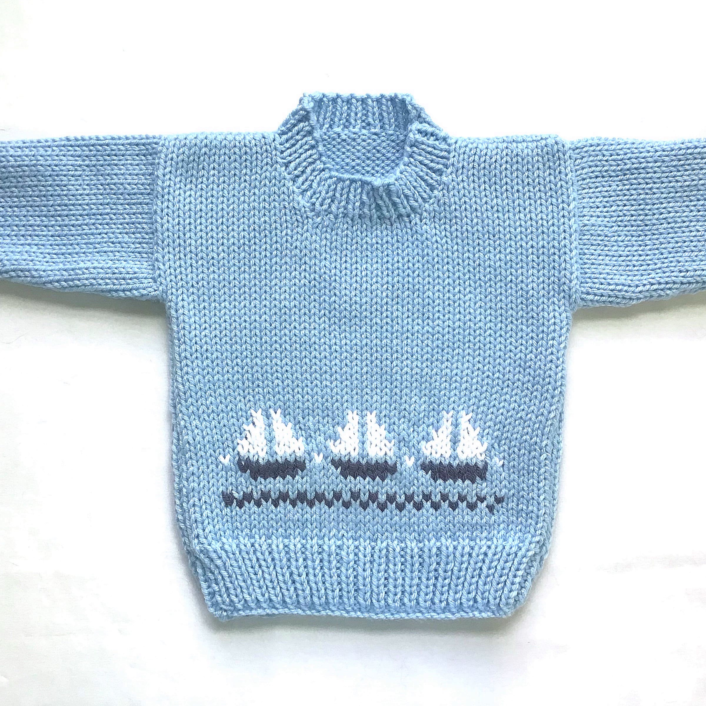 Baby Boy Sail Boat Sweater 6 to 12 Months Infant Blue Hand - Etsy