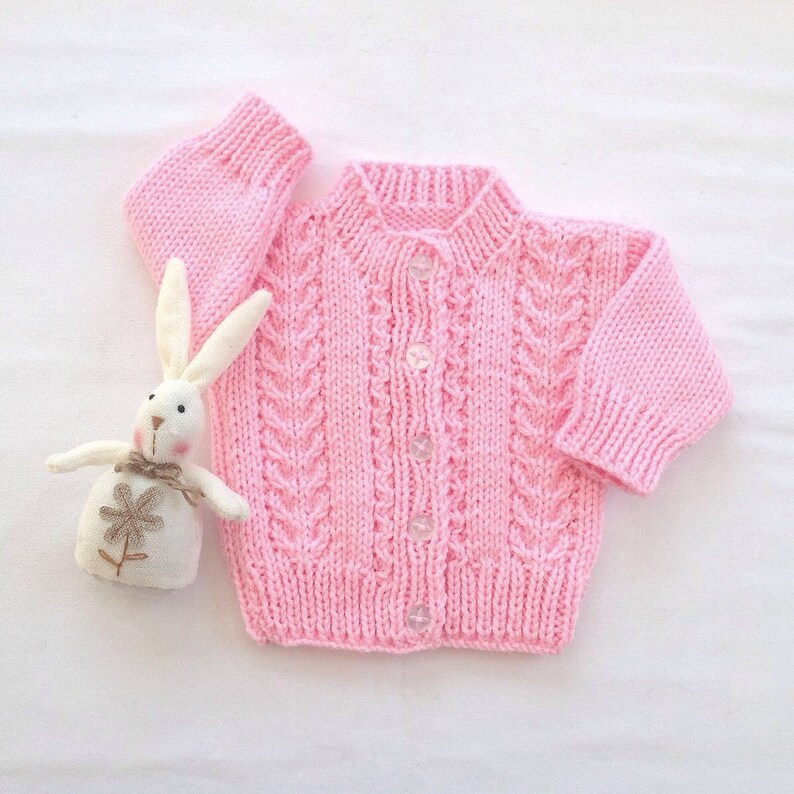 Baby girl pink cardigan 0 to 6 months girl New baby gift Pink hand knit baby sweater Infant knitwear Baby shower gift