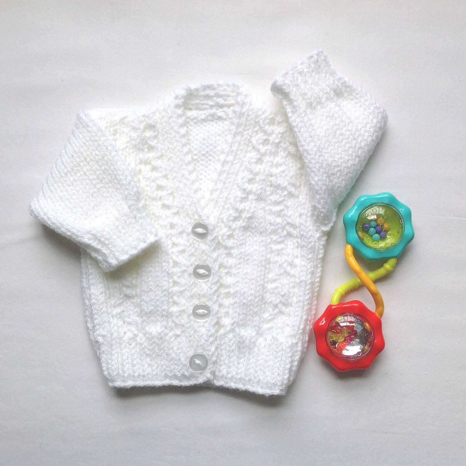 White Knit Baby Sweater Newborn Size Baby Baptism Jacket Etsy