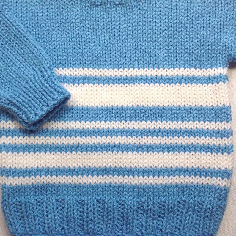 Toddler Knitwear Baby Blue White Knit 12 To 24 Months Toddler Striped Blue Sweater Baby Hand Knit Sweater Sweaters Clothing Ugaurbanag Com