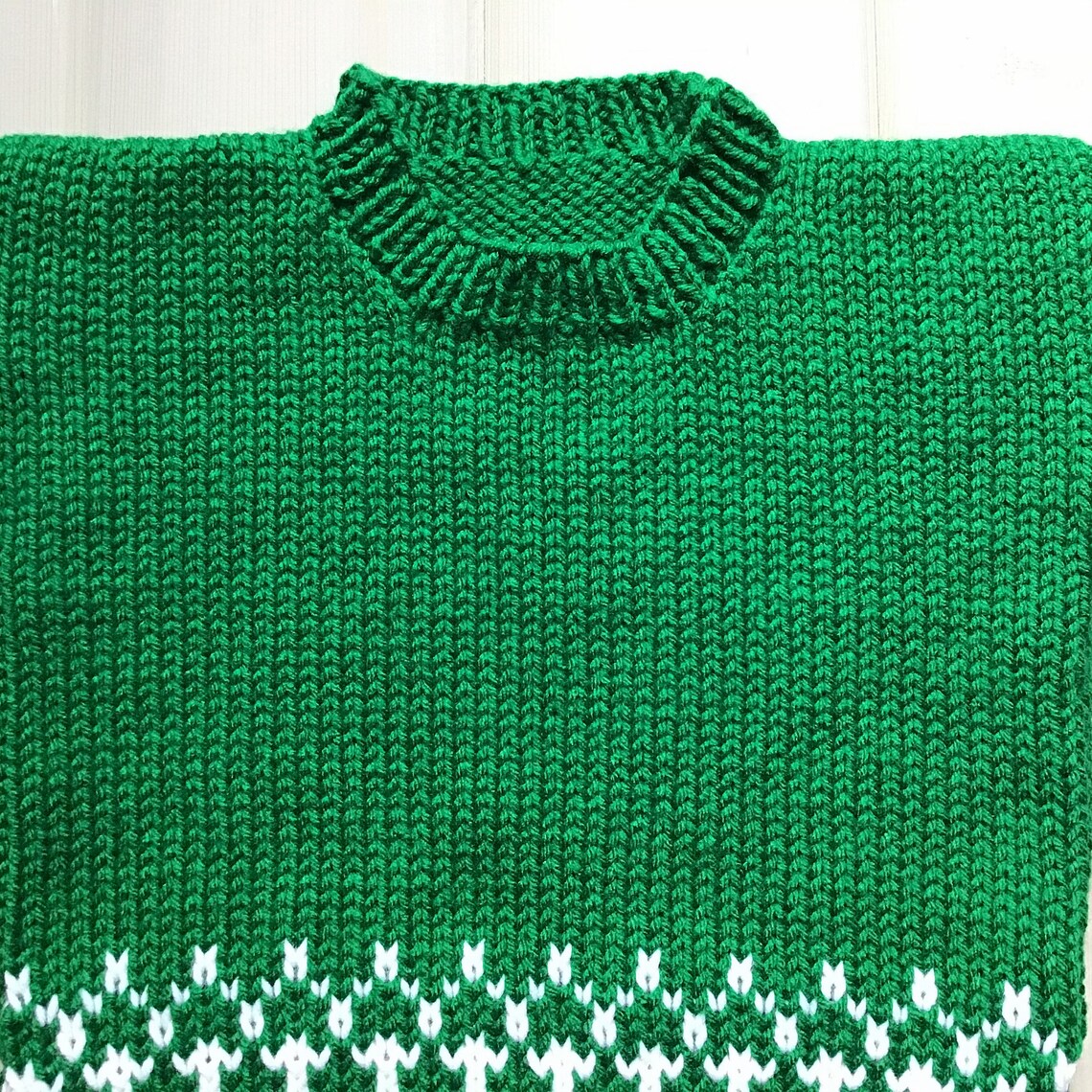 Childs Fair Isle Green Sweater 2 3 Years Unisex Kids Hand Etsy
