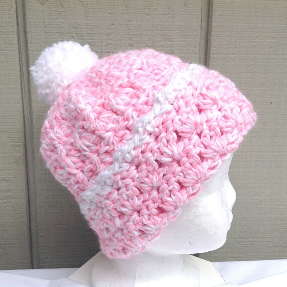 girls pink bobble hat