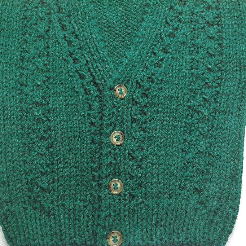 Irish knit baby cardigan, 6 to 12 months, Handknit green sweater, Gift for baby image 3