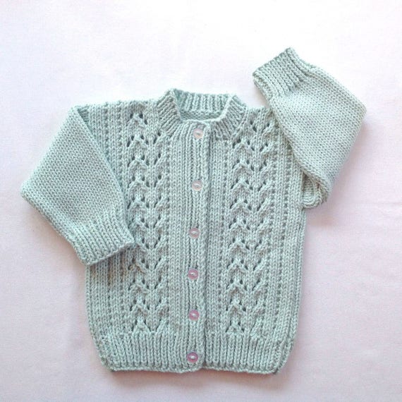 Mint Green Baby Cardigan 12 to 24 Months Baby Hand Knit - Etsy Australia