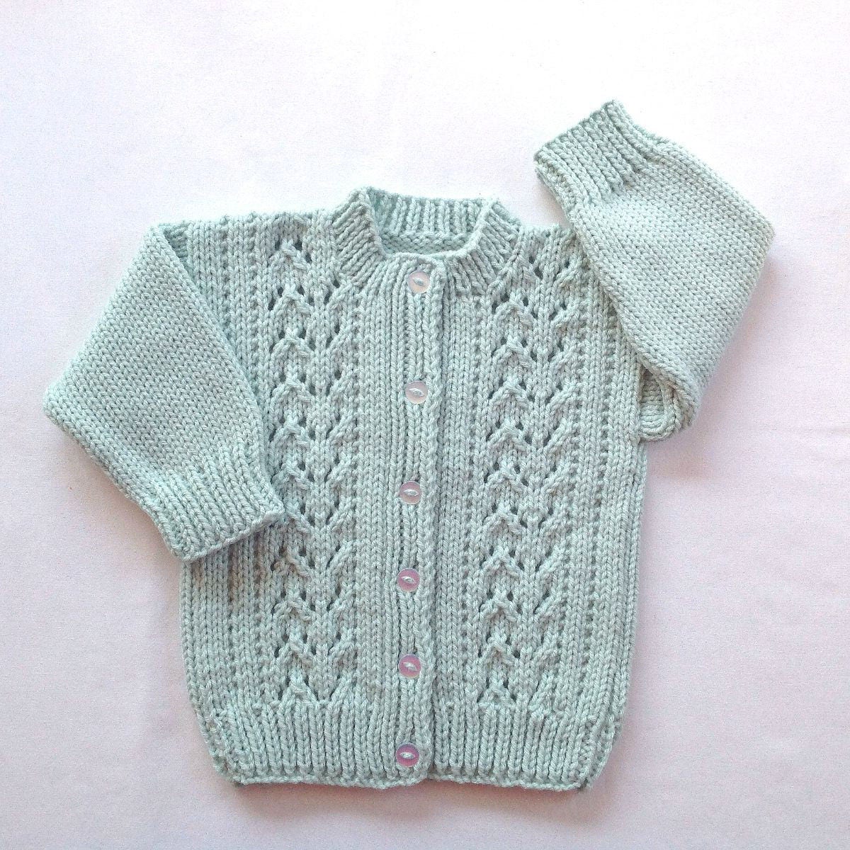 Mint Green Baby Cardigan 12 to 24 Months Baby Hand Knit - Etsy Australia