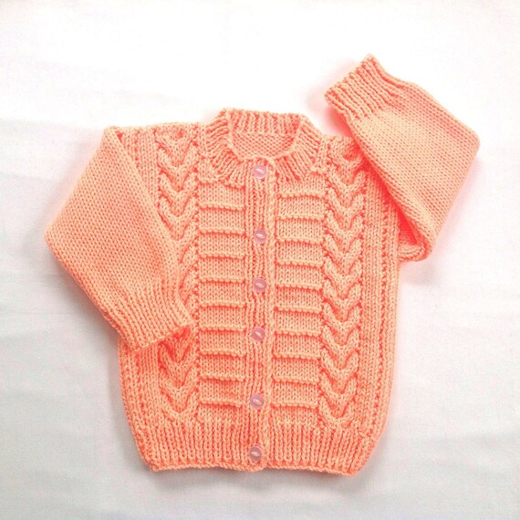 Toddler Peach Cardigan 12 to 24 Months Girl Girls Hand | Etsy